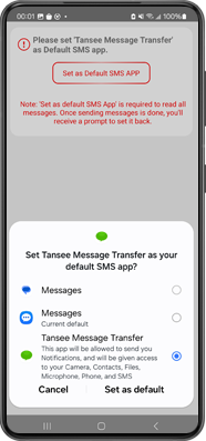 Définir Tansee Message Transfer comme application SMS par défaut