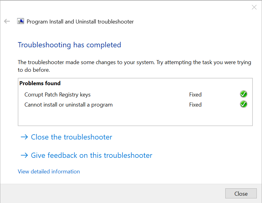 Utilisez le programme « Microsoft Program Install and Uninstall Troubleshooter »